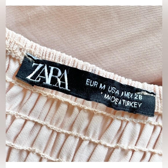 Zara V-Neck Short Sleeve Smocked Mini Dress Size M - Picture 8 of 10